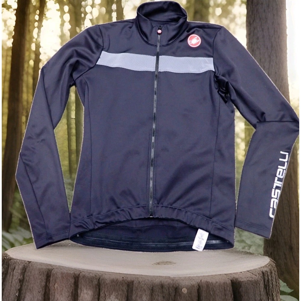 Castelli Cycling‎ Jacket Womens Medium Black Excellent Full Zip Long Sleeve Logo